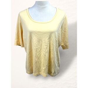 LL Bean T-Shirt Women XL Petite Yellow Classic Pima Cotton Short Sleeve Tee